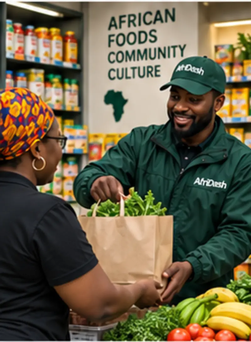 AfriDash driver collecting groceries from a local food store